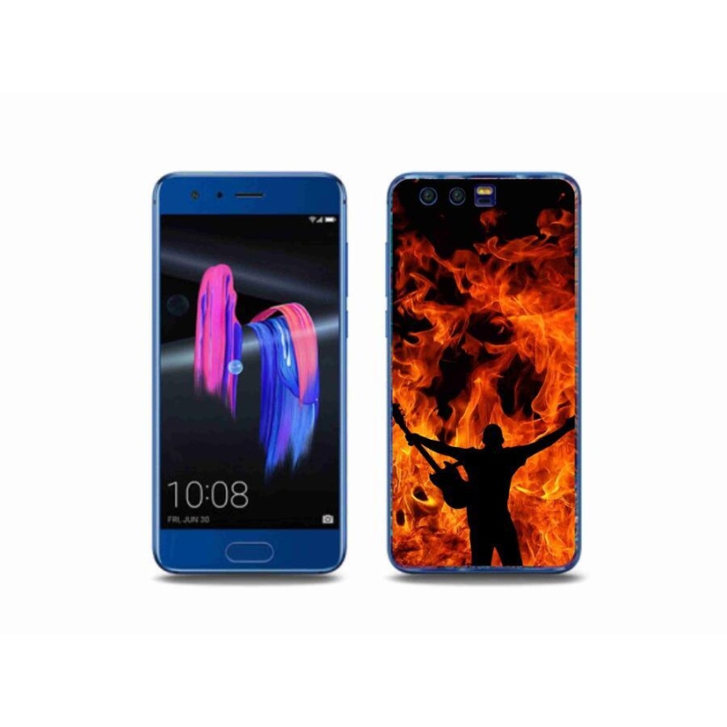 Gelový kryt mmCase na mobil Honor 9 - muzikant a oheň