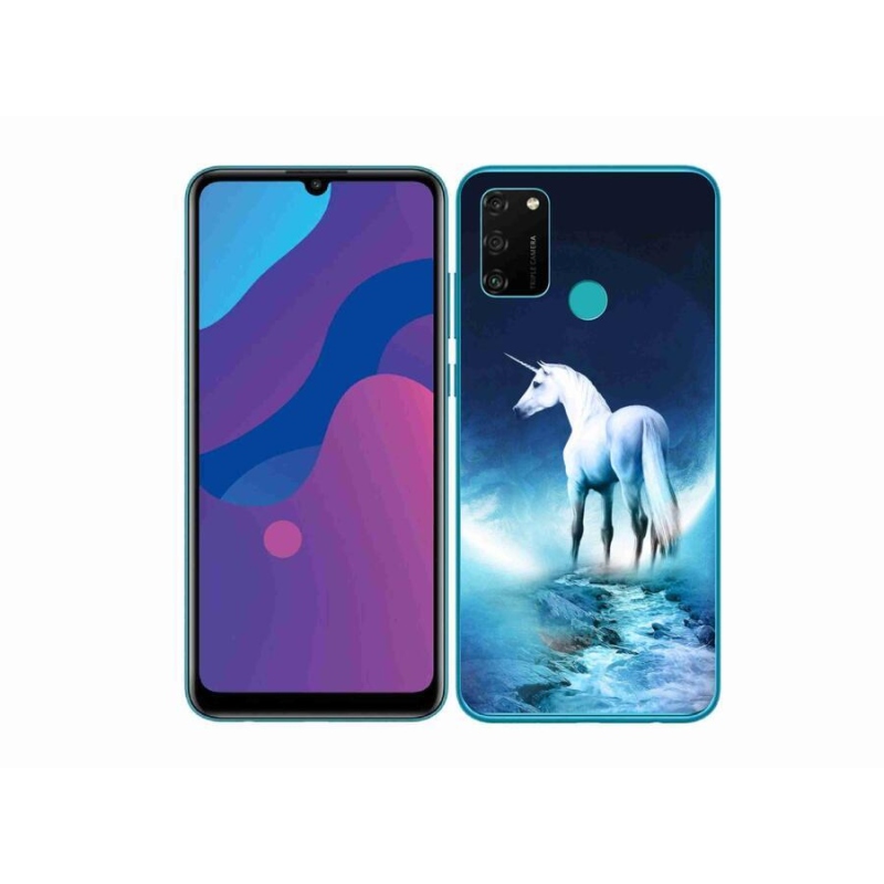 Gelový kryt mmCase na mobil Honor 9A - bílý jednorožec