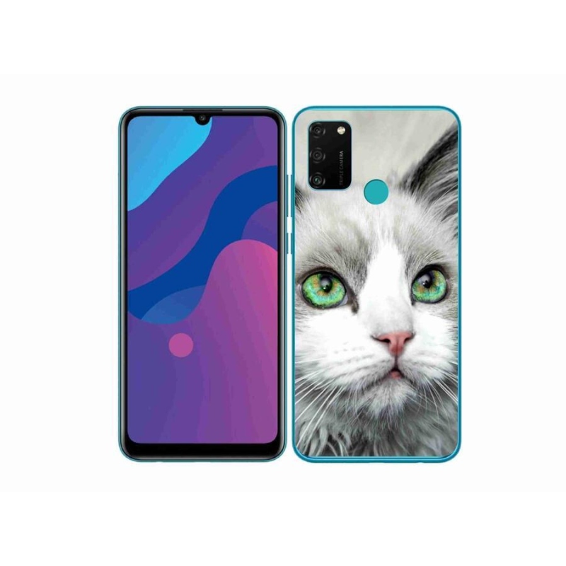 Gelový kryt mmCase na mobil Honor 9A - kočičí pohled