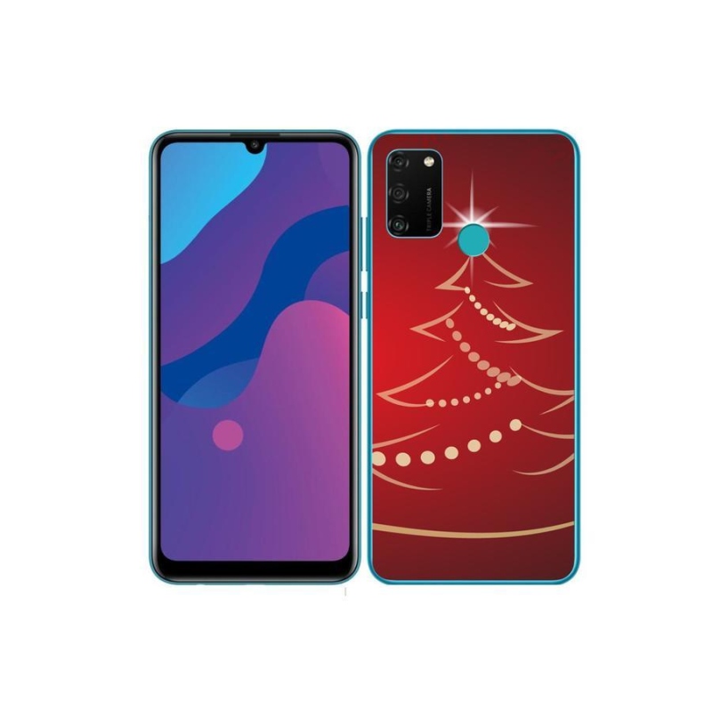 Gelový kryt mmCase na mobil Honor 9A - kreslený vánoční stromek