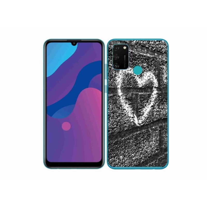 Gelový kryt mmCase na mobil Honor 9A - srdce na zdi