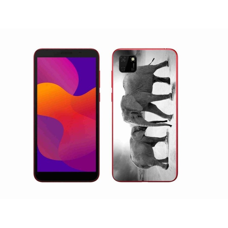 Gelový kryt mmCase na mobil Honor 9S - černobílí sloni