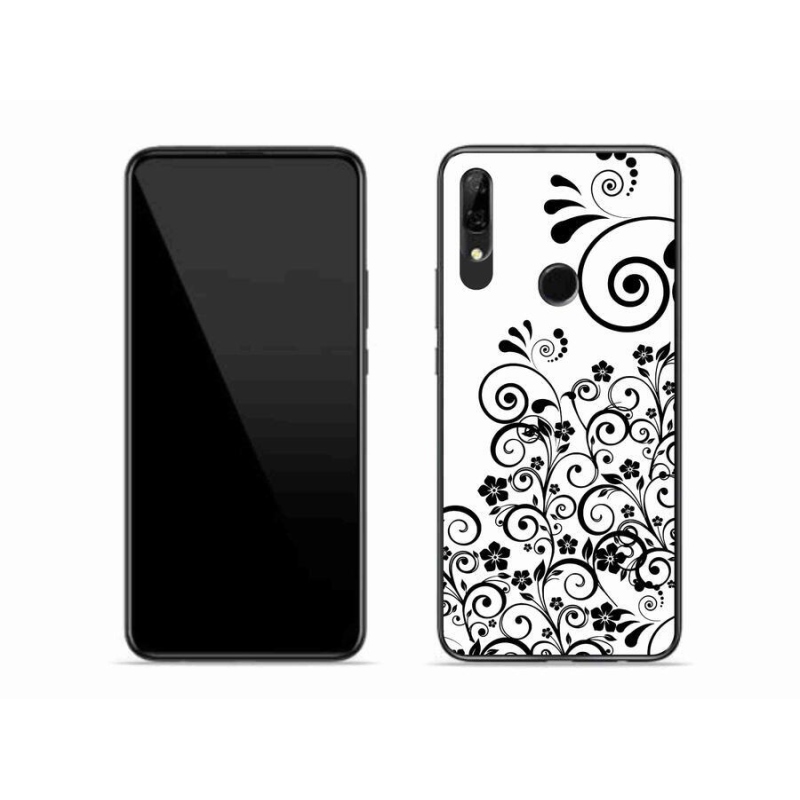 Gelový kryt mmCase na mobil Honor 9X - černobílé květinové vzory