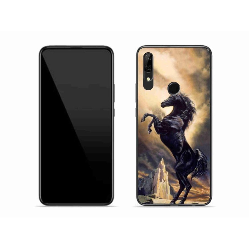 Gelový kryt mmCase na mobil Honor 9X - černý kreslený kůň