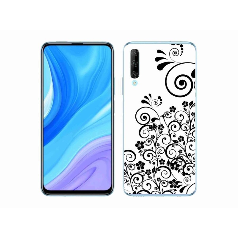 Gelový kryt mmCase na mobil Honor 9X Pro - černobílé květinové vzory
