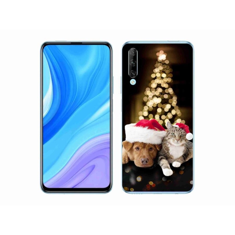 Gelový kryt mmCase na mobil Honor 9X Pro - vánoční pes a kočka