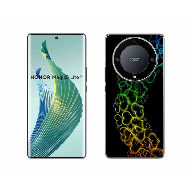 Gelový kryt mmCase na mobil Honor Magic 5 Lite 5G - barevná srdíčka