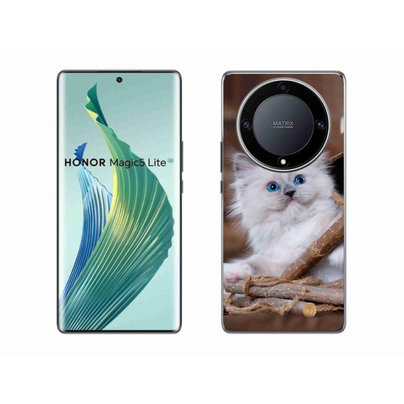 Gelový kryt mmCase na mobil Honor Magic 5 Lite 5G - bílé kotě