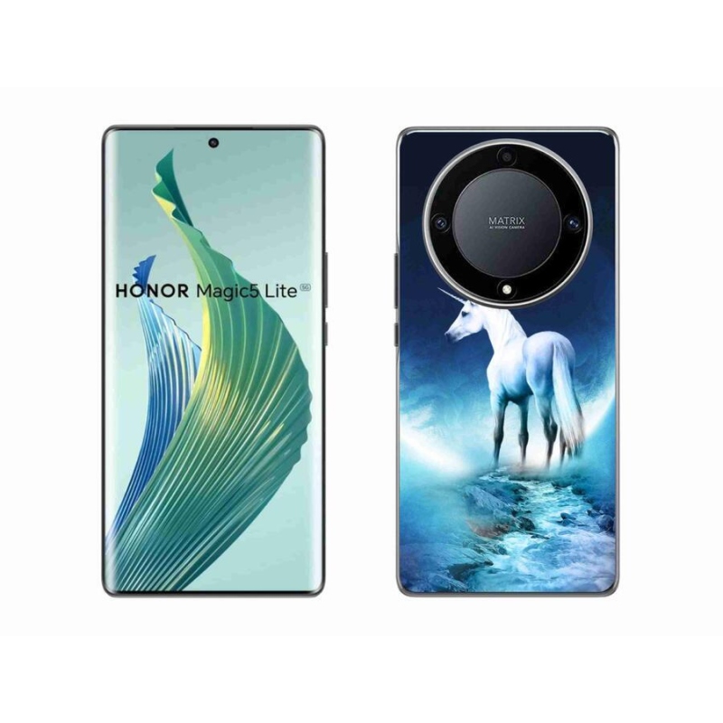 Gelový kryt mmCase na mobil Honor Magic 5 Lite 5G - bílý jednorožec