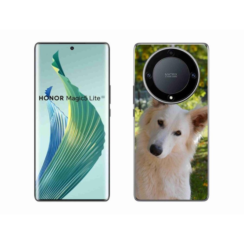 Gelový kryt mmCase na mobil Honor Magic 5 Lite 5G - bílý švýcarský ovčák 1