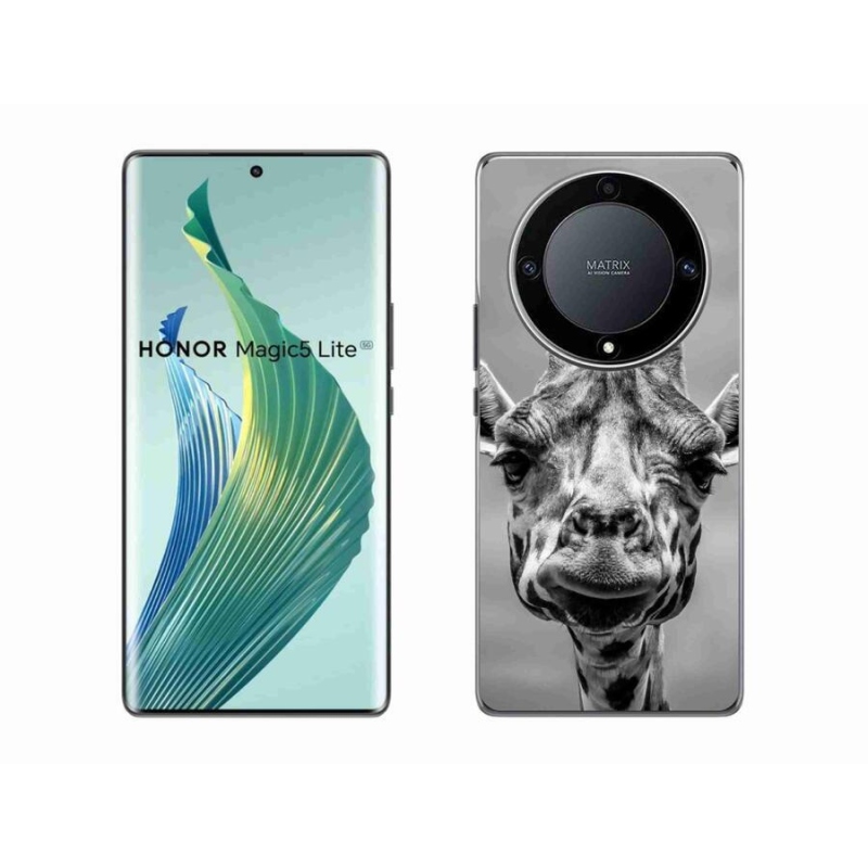 Gelový kryt mmCase na mobil Honor Magic 5 Lite 5G - černobílá žirafa