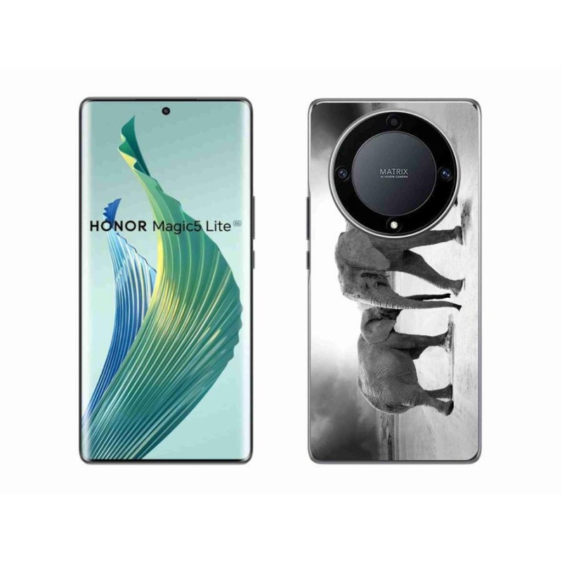 Gelový kryt mmCase na mobil Honor Magic 5 Lite 5G - černobílí sloni