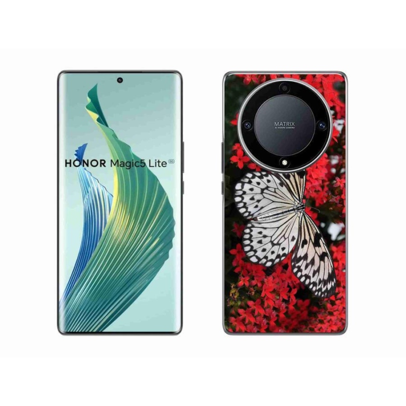 Gelový kryt mmCase na mobil Honor Magic 5 Lite 5G - černobílý motýl 1