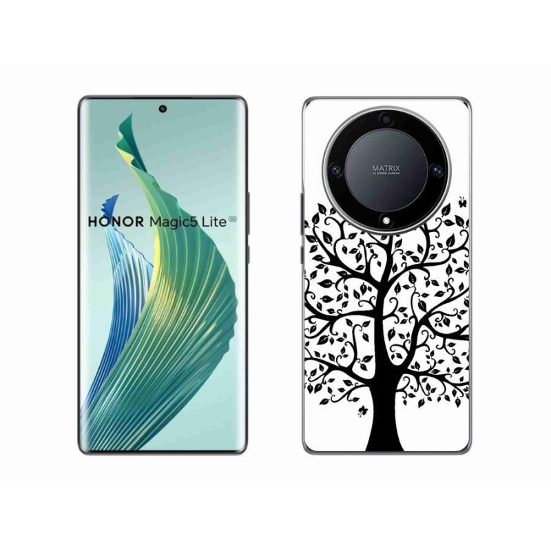 Gelový kryt mmCase na mobil Honor Magic 5 Lite 5G - černobílý strom