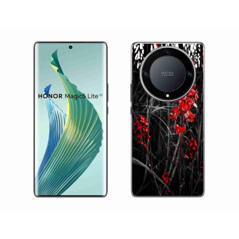 Gelový kryt mmCase na mobil Honor Magic 5 Lite 5G - červená rostlina