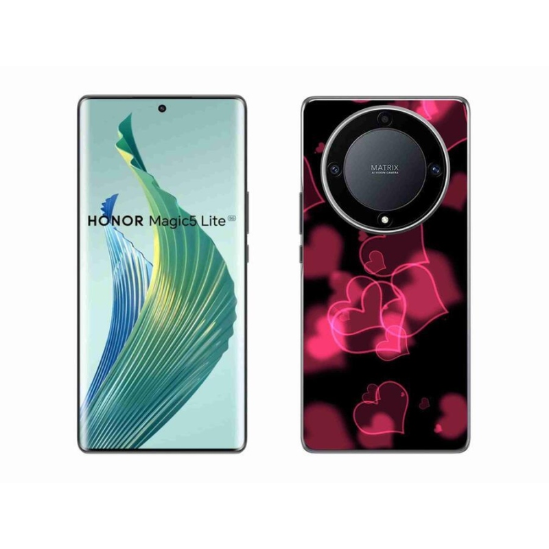 Gelový kryt mmCase na mobil Honor Magic 5 Lite 5G - červená srdíčka