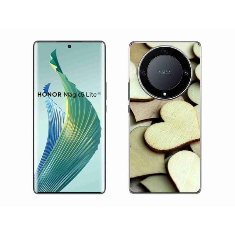 Gelový kryt mmCase na mobil Honor Magic 5 Lite 5G - dřevěná srdíčka