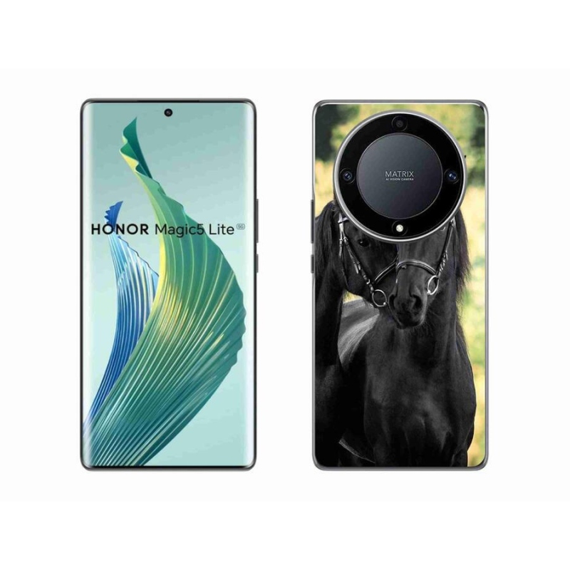 Gelový kryt mmCase na mobil Honor Magic 5 Lite 5G - dva černí koně