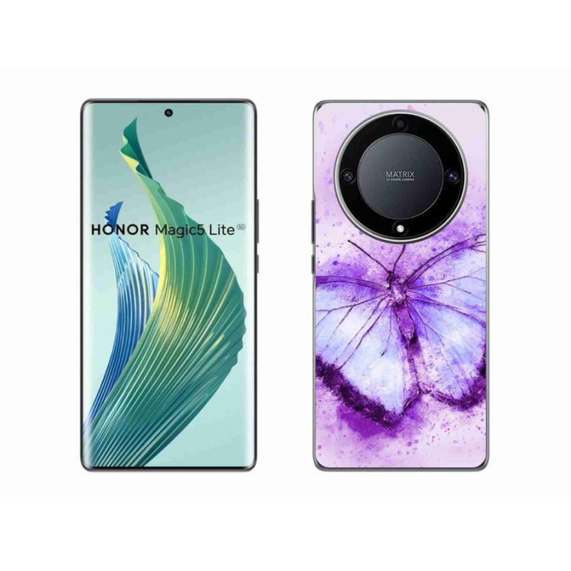 Gelový kryt mmCase na mobil Honor Magic 5 Lite 5G - fialový motýl