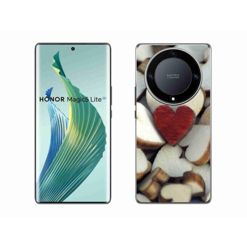 Gelový kryt mmCase na mobil Honor Magic 5 Lite 5G - gravírované červené srdce