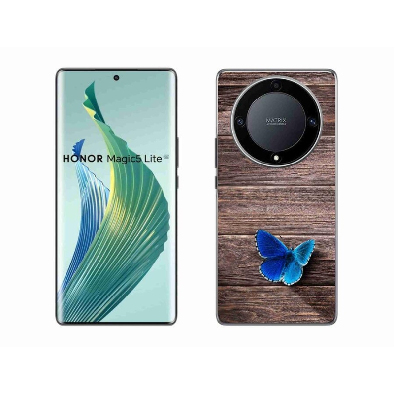 Gelový kryt mmCase na mobil Honor Magic 5 Lite 5G - modrý motýl 1