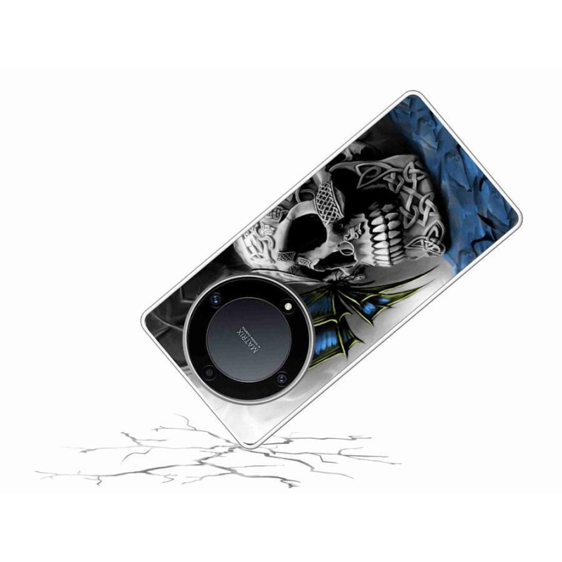 Gelový kryt mmCase na mobil Honor Magic 5 Lite 5G - motýl a lebka