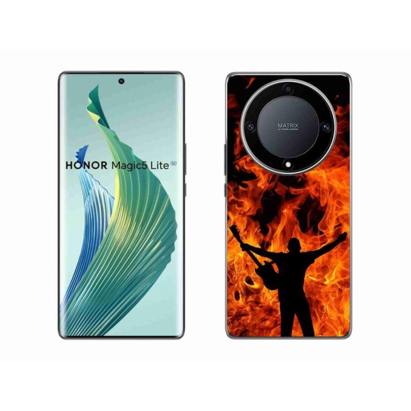 Gelový kryt mmCase na mobil Honor Magic 5 Lite 5G - muzikant a oheň