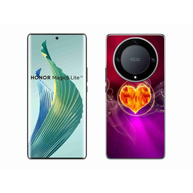 Gelový kryt mmCase na mobil Honor Magic 5 Lite 5G - ohnivé srdce