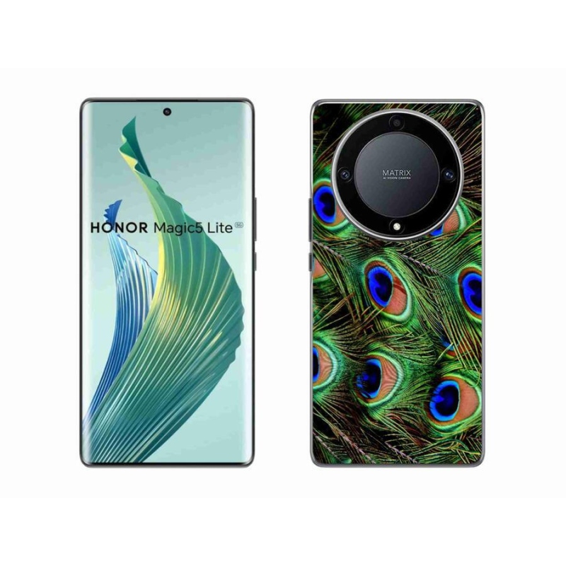 Gelový kryt mmCase na mobil Honor Magic 5 Lite 5G - paví peří