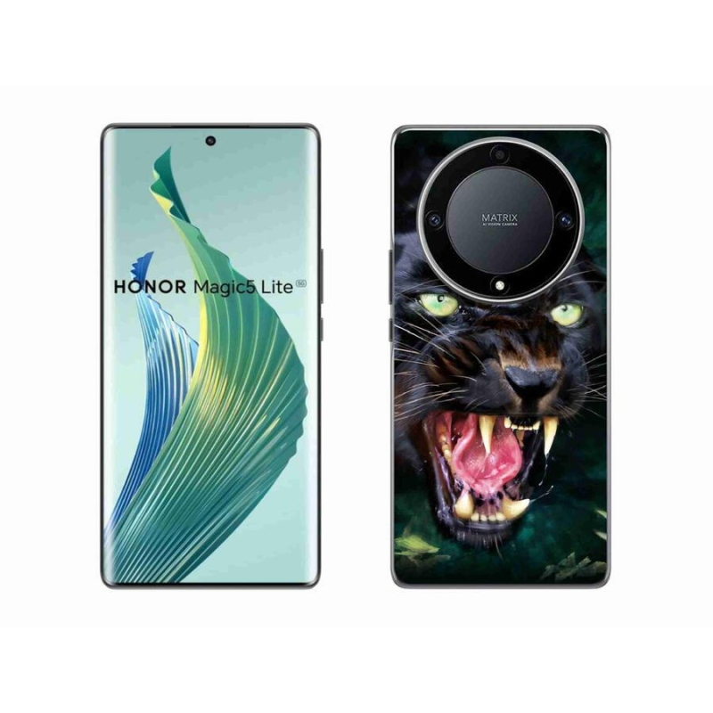 Gelový kryt mmCase na mobil Honor Magic 5 Lite 5G - rozzuřený černý panter