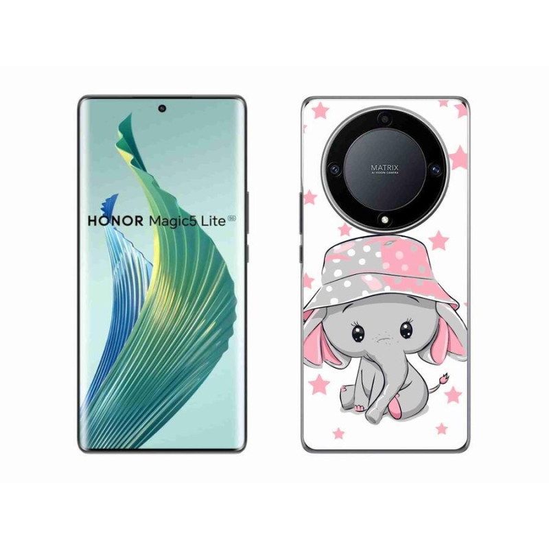 Gelový kryt mmCase na mobil Honor Magic 5 Lite 5G - růžový slon