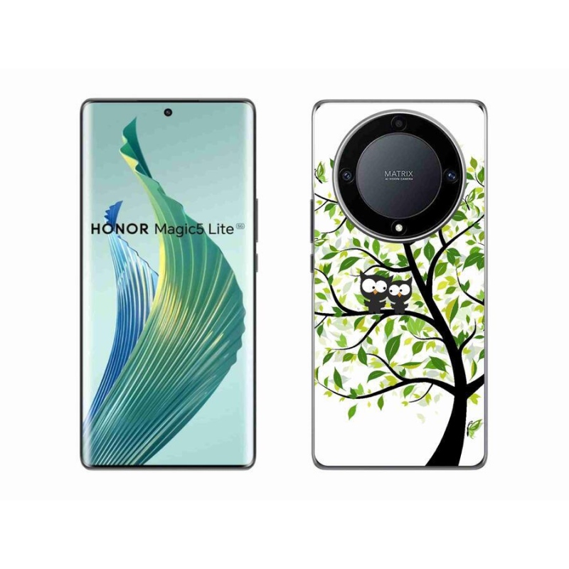 Gelový kryt mmCase na mobil Honor Magic 5 Lite 5G - sovičky na stromě