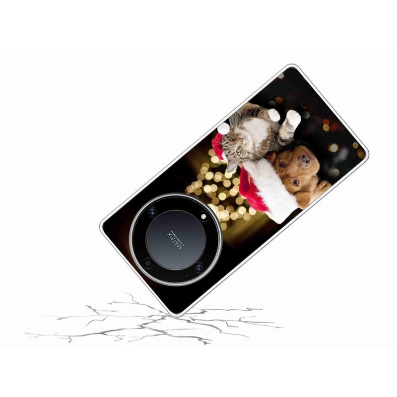Gelový kryt mmCase na mobil Honor Magic 5 Lite 5G - vánoční pes a kočka