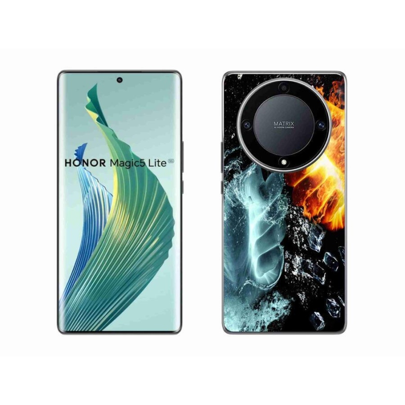Gelový kryt mmCase na mobil Honor Magic 5 Lite 5G - voda a oheň
