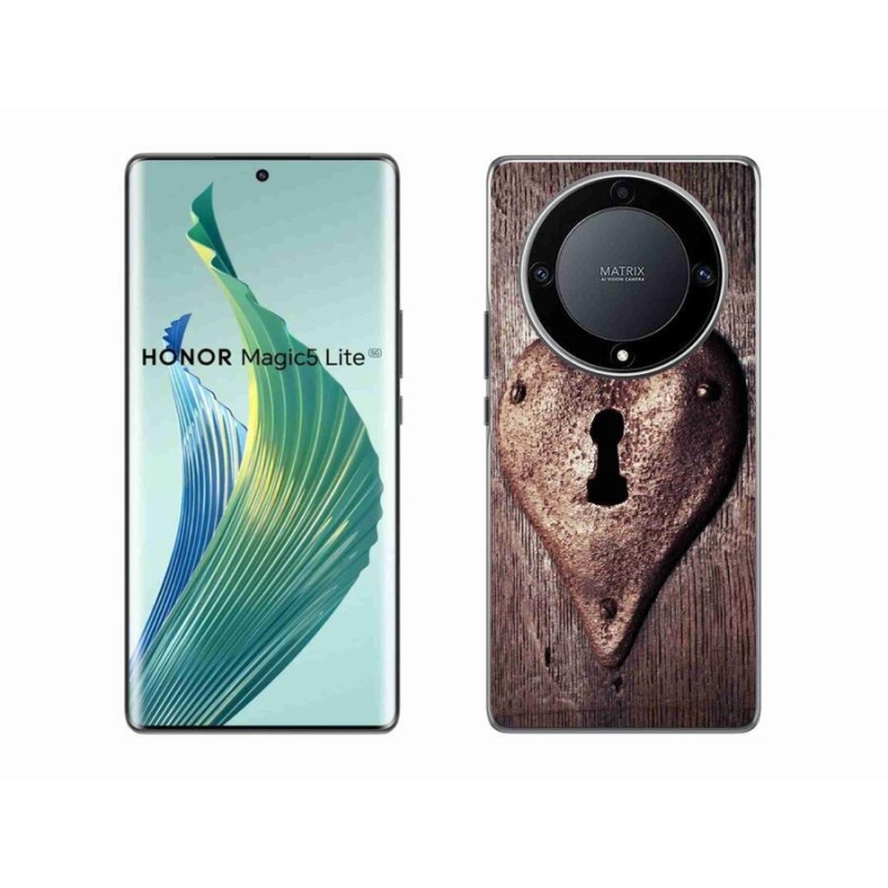 Gelový kryt mmCase na mobil Honor Magic 5 Lite 5G - zámek ve tvaru srdce
