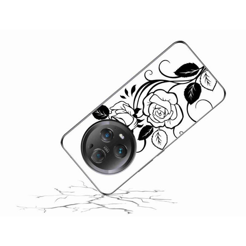 Gelový kryt mmCase na mobil Honor Magic 5 Pro 5G - černobílá růže
