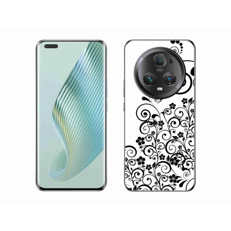 Gelový kryt mmCase na mobil Honor Magic 5 Pro 5G - černobílé květinové vzory
