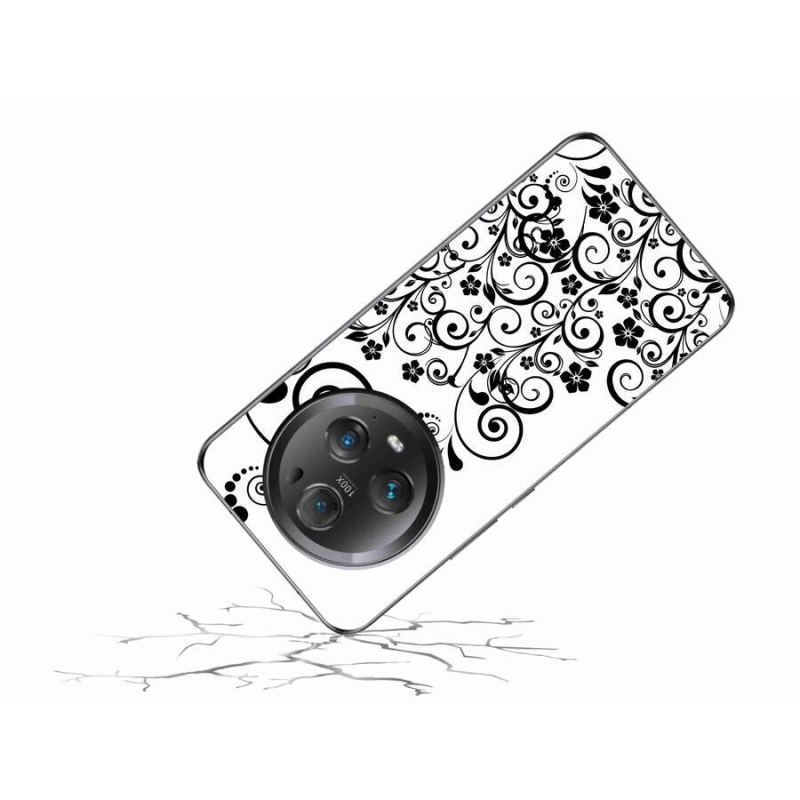 Gelový kryt mmCase na mobil Honor Magic 5 Pro 5G - černobílé květinové vzory