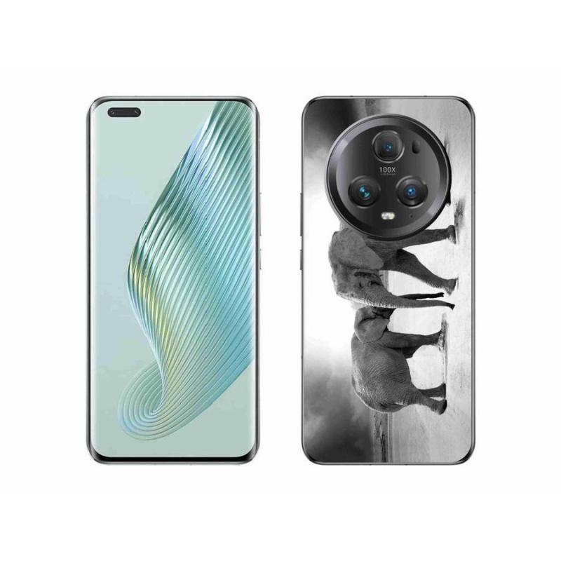 Gelový kryt mmCase na mobil Honor Magic 5 Pro 5G - černobílí sloni