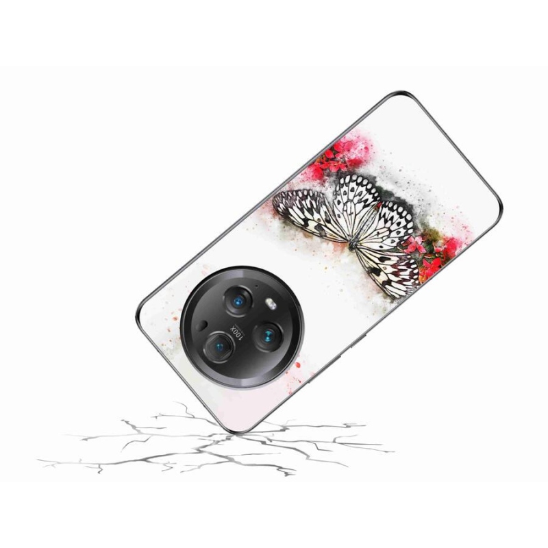 Gelový kryt mmCase na mobil Honor Magic 5 Pro 5G - černobílý motýl