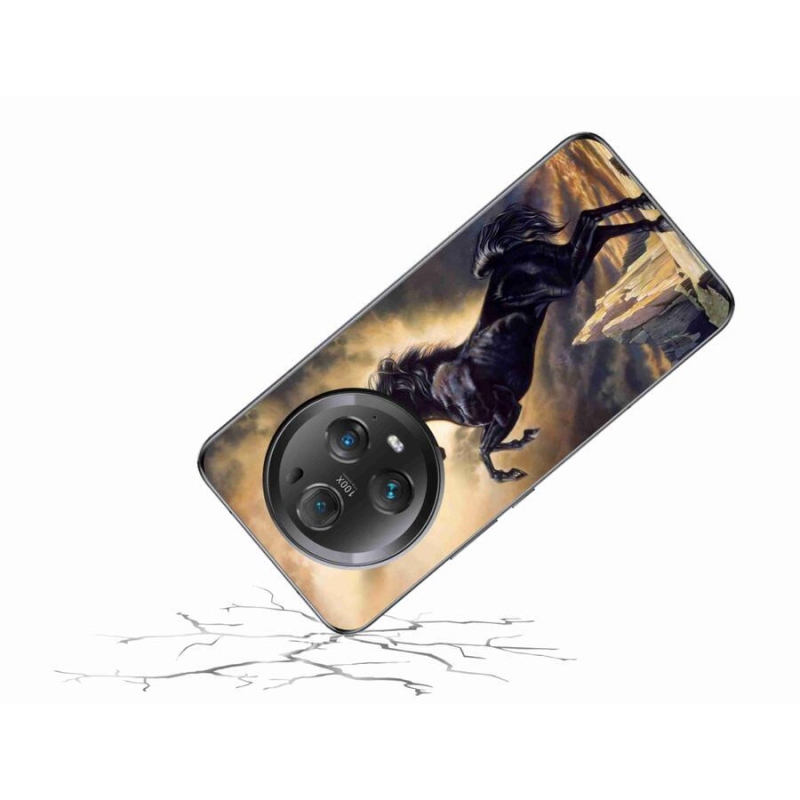 Gelový kryt mmCase na mobil Honor Magic 5 Pro 5G - černý kreslený kůň