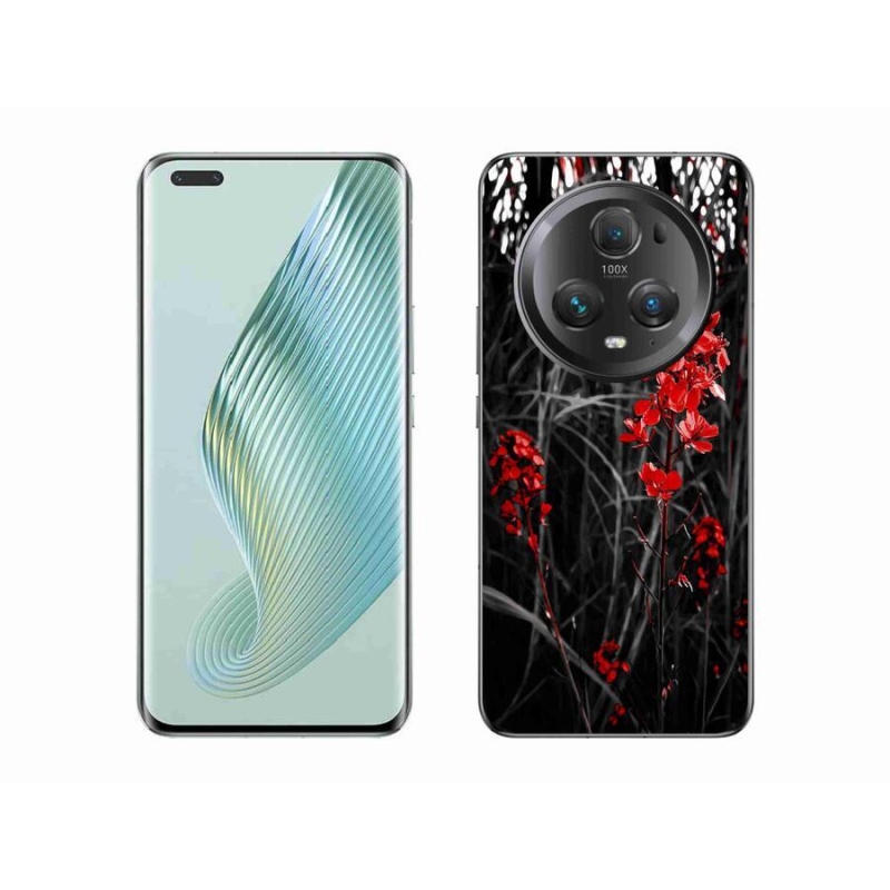 Gelový kryt mmCase na mobil Honor Magic 5 Pro 5G - červená rostlina