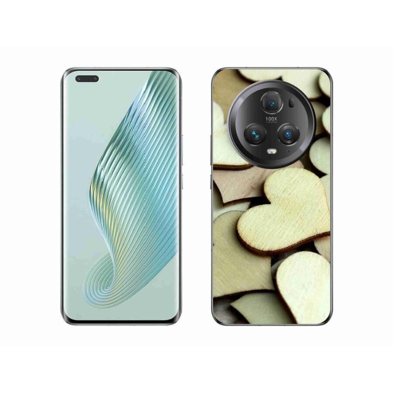 Gelový kryt mmCase na mobil Honor Magic 5 Pro 5G - dřevěná srdíčka