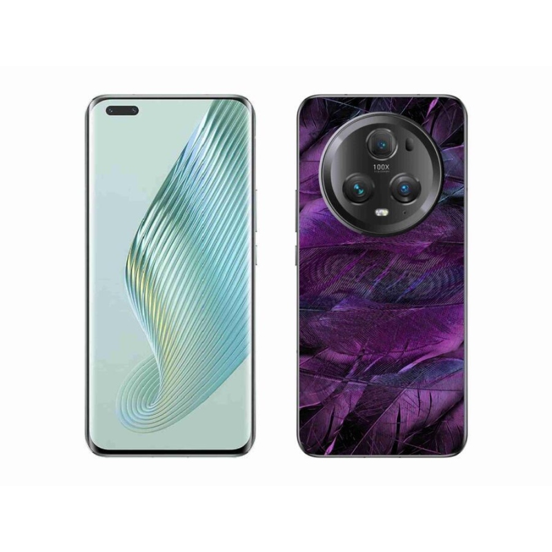 Gelový kryt mmCase na mobil Honor Magic 5 Pro 5G - fialová pírka
