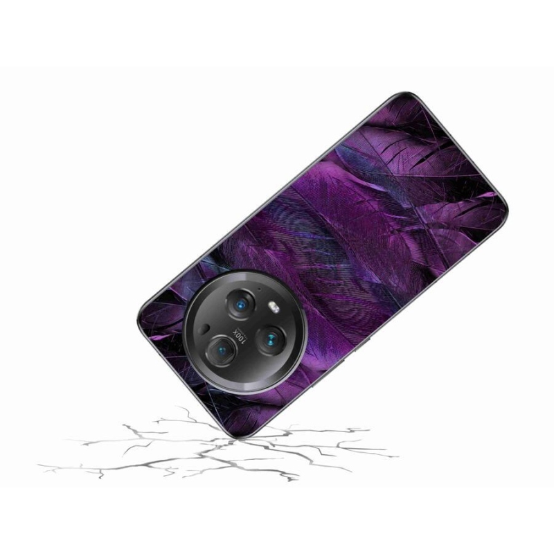 Gelový kryt mmCase na mobil Honor Magic 5 Pro 5G - fialová pírka