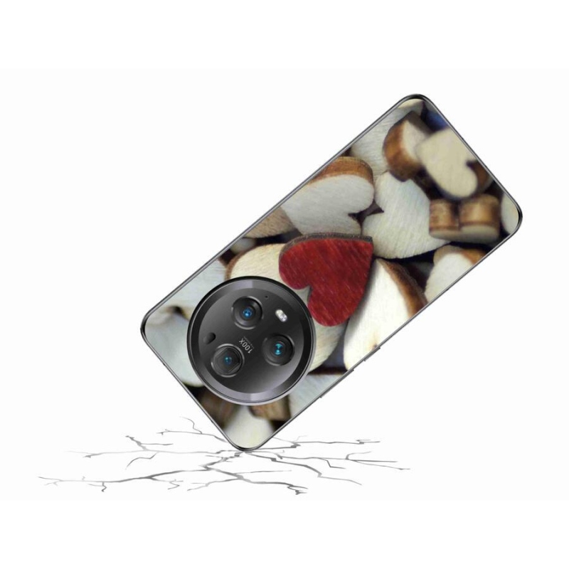 Gelový kryt mmCase na mobil Honor Magic 5 Pro 5G - gravírované červené srdce