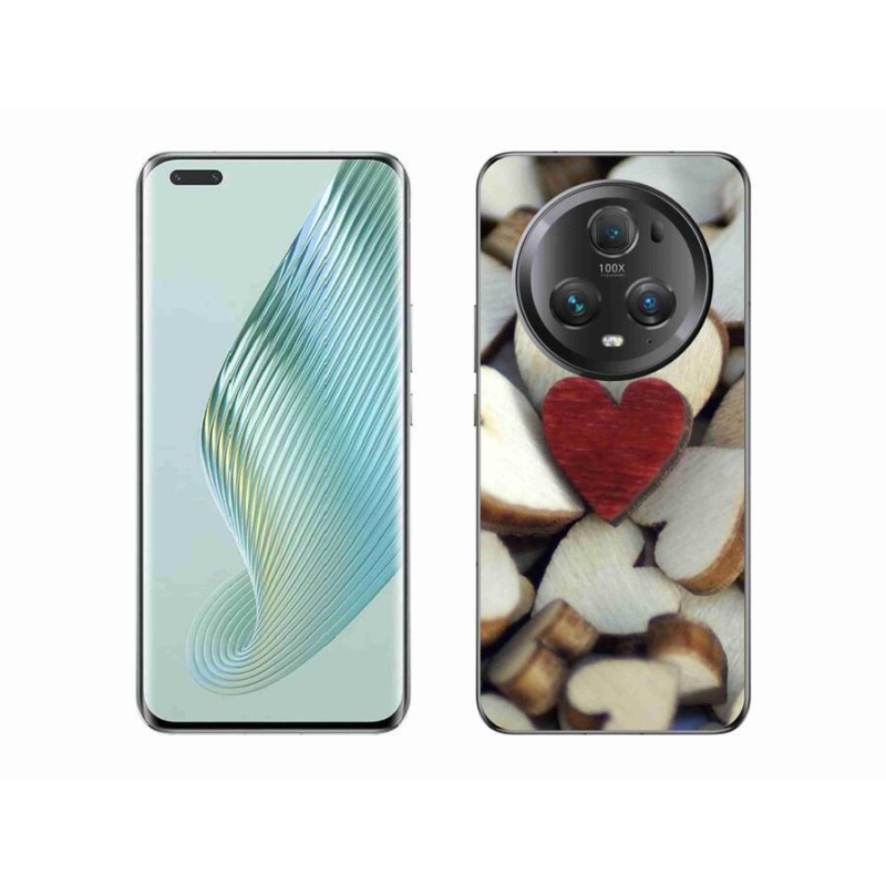Gelový kryt mmCase na mobil Honor Magic 5 Pro 5G - gravírované červené srdce