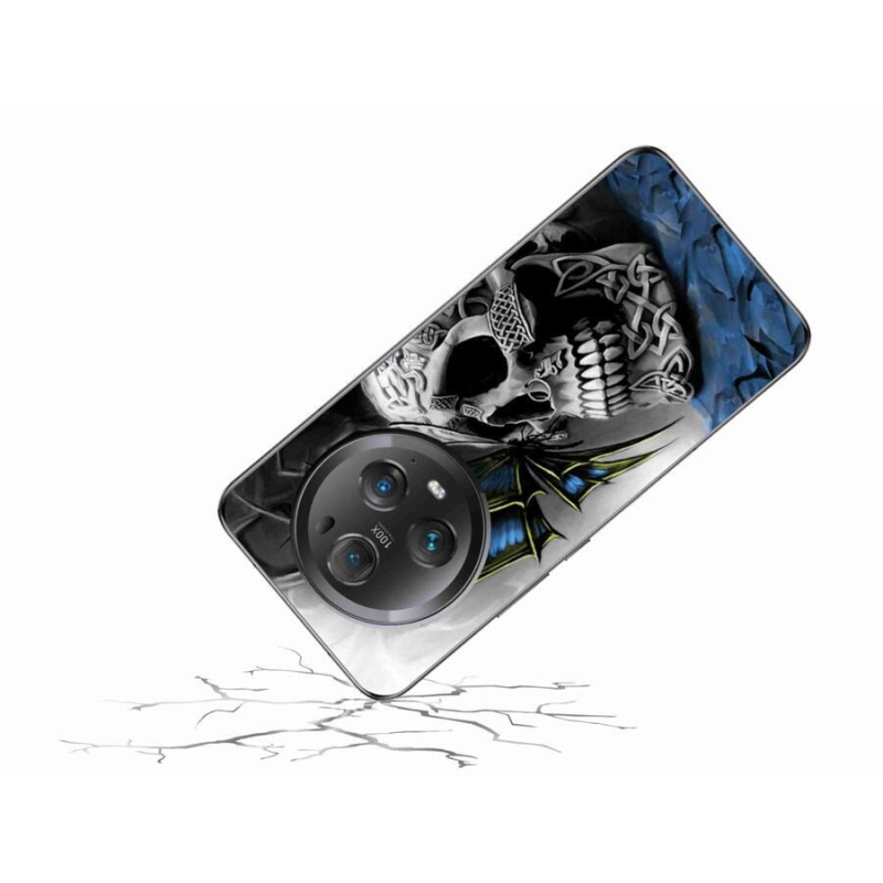 Gelový kryt mmCase na mobil Honor Magic 5 Pro 5G - motýl a lebka