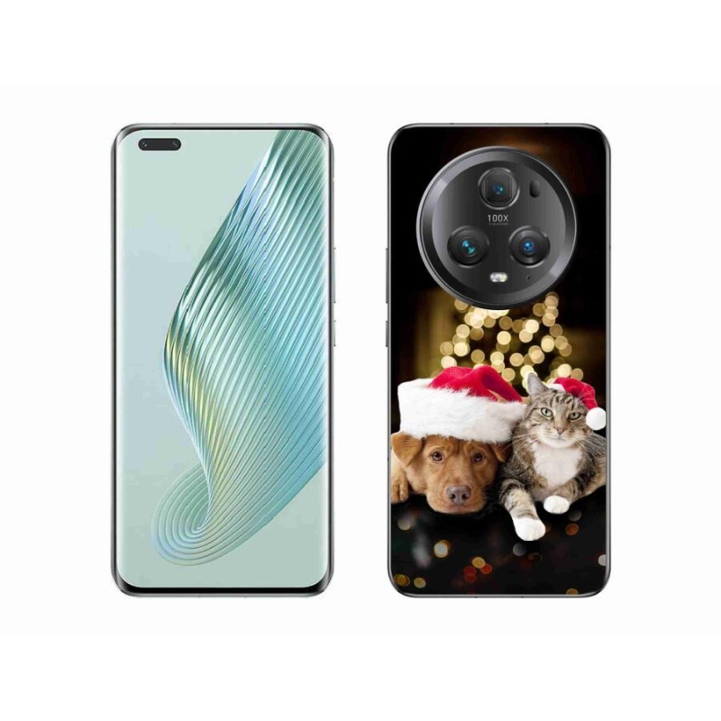Gelový kryt mmCase na mobil Honor Magic 5 Pro 5G - vánoční pes a kočka