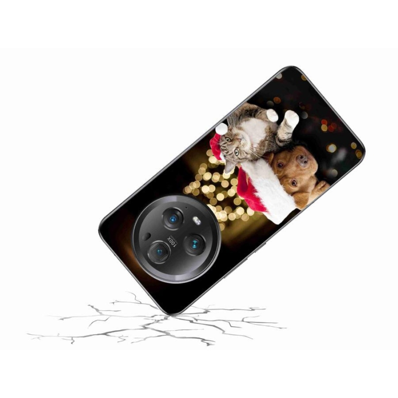 Gelový kryt mmCase na mobil Honor Magic 5 Pro 5G - vánoční pes a kočka